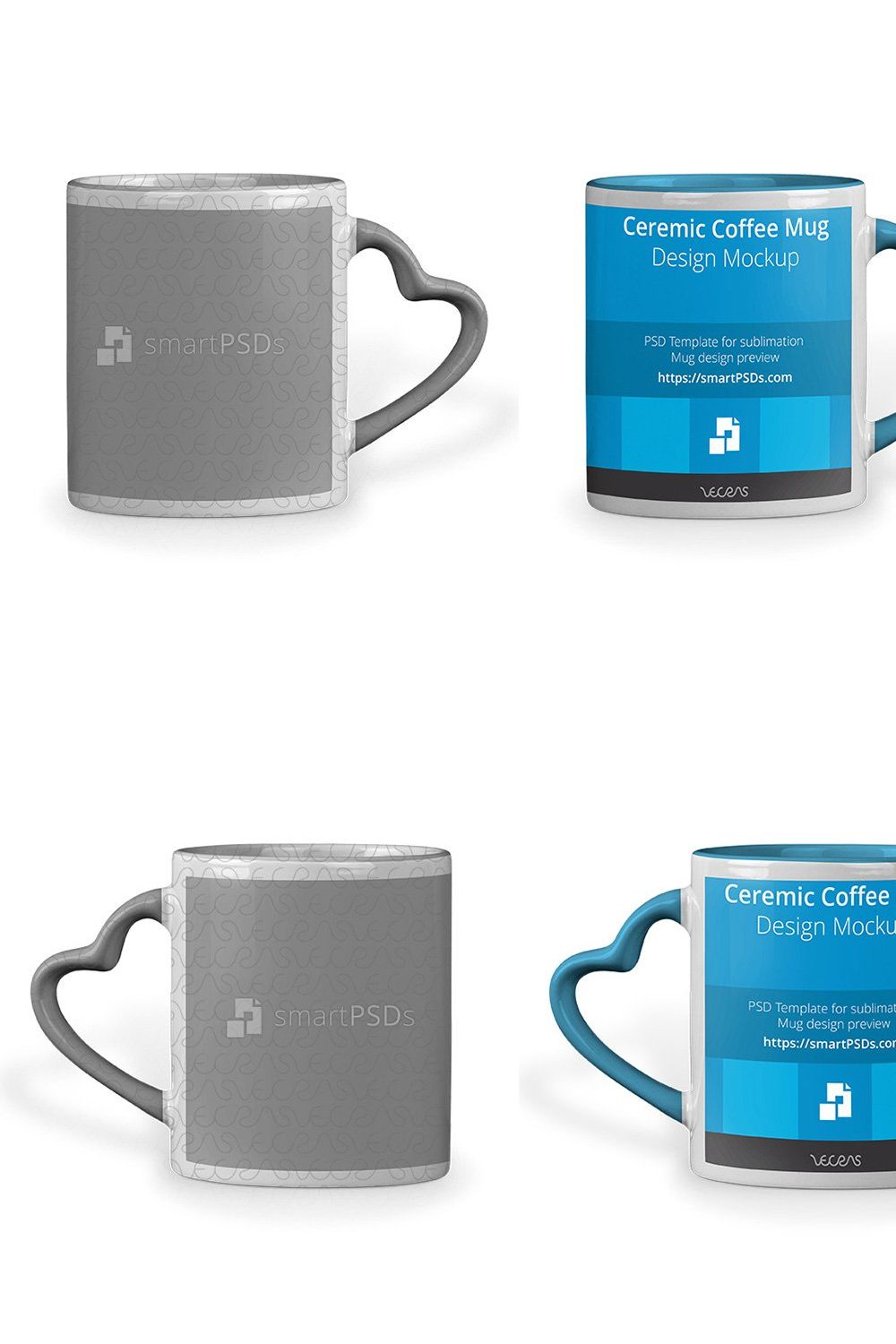 Heart Shape Handle Coffee Mug Mockup pinterest preview image.