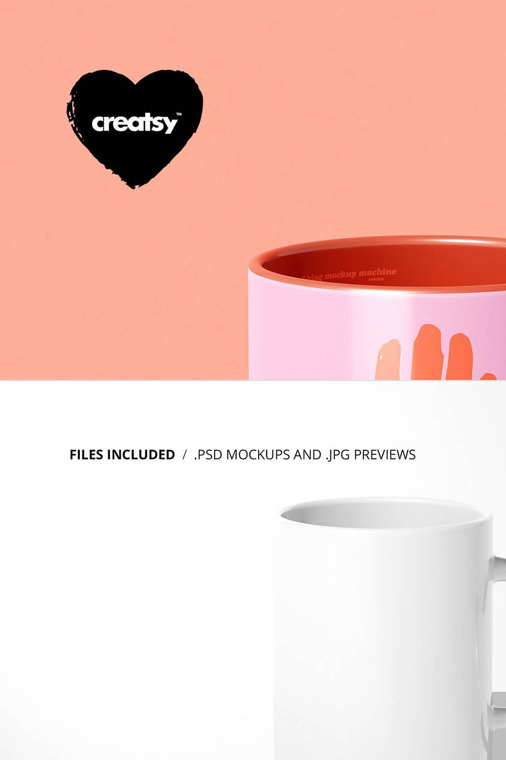 Heart Shaped Handle Mug Mockup Set pinterest preview image.