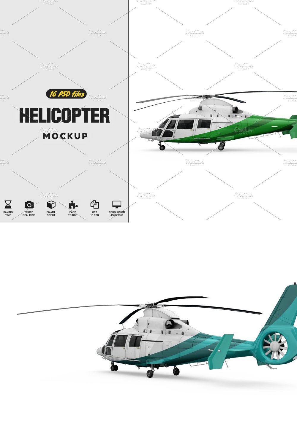 Helicopter Mockup pinterest preview image.