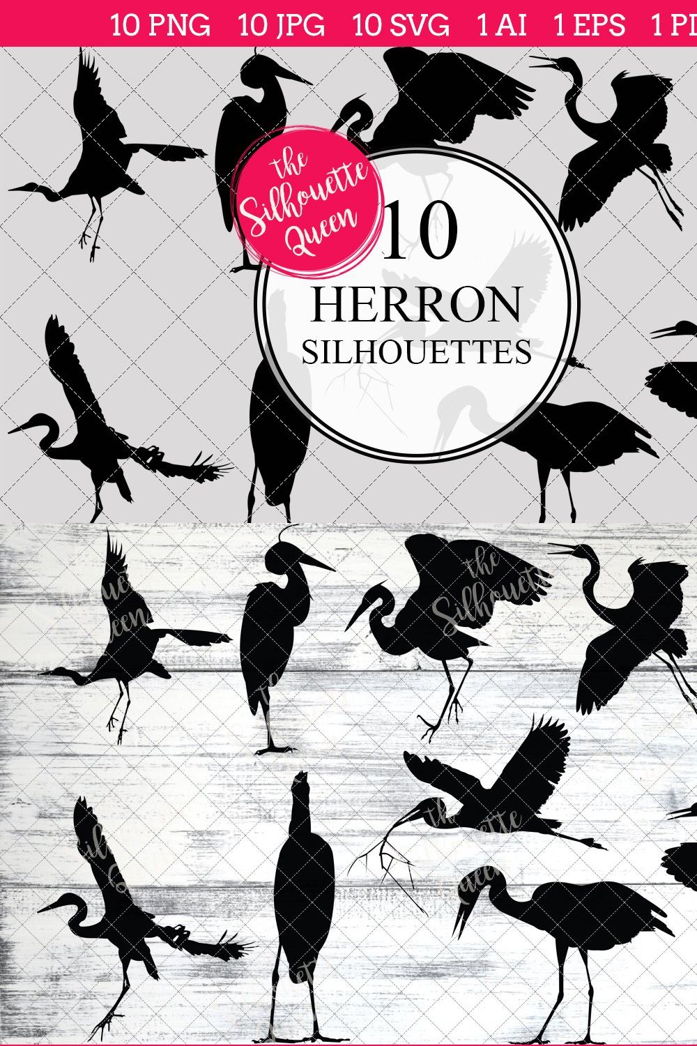 Heron bird Silhouette Clipart pinterest preview image.