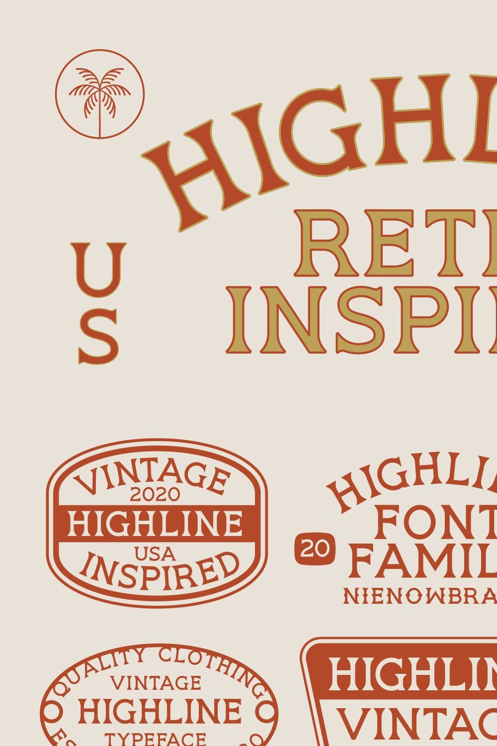 HIGHLINE Font | Vintage Font pinterest preview image.
