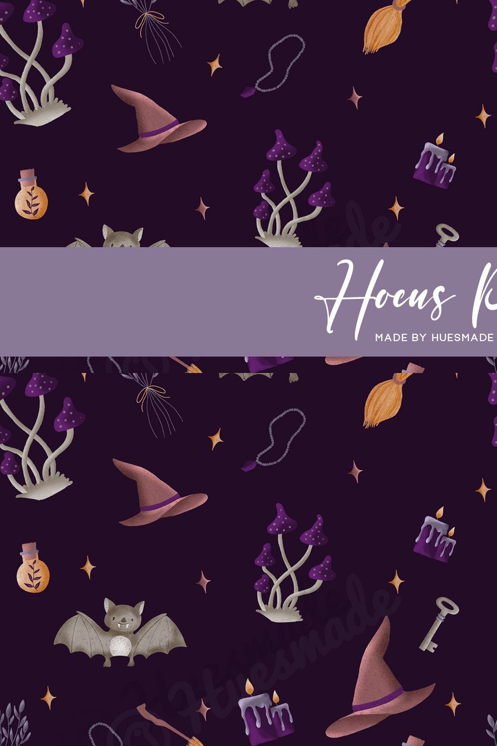 Hocus Pocus - Seamless Pattern pinterest preview image.