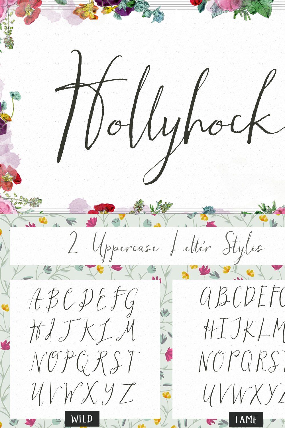 Hollyhock - A Messy Calligraphy Font pinterest preview image.