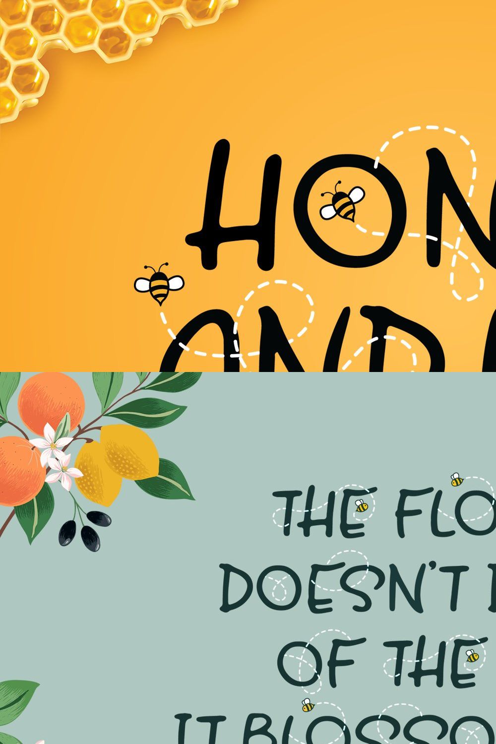 Honey and Bee Font pinterest preview image.