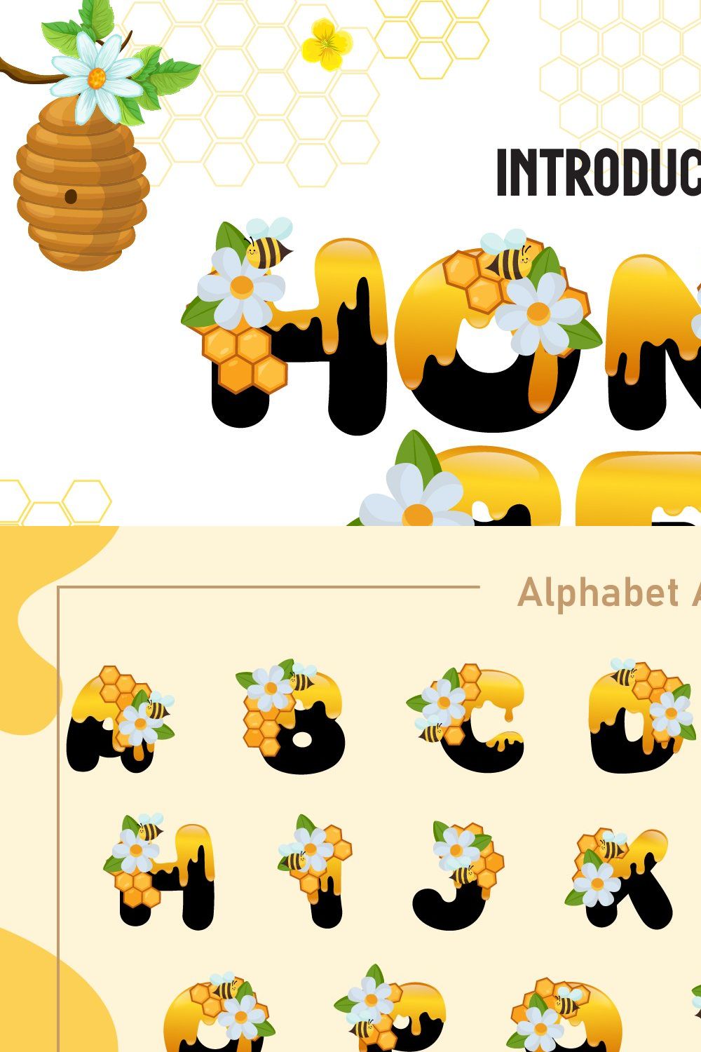 Honey Bee Color Fonts pinterest preview image.