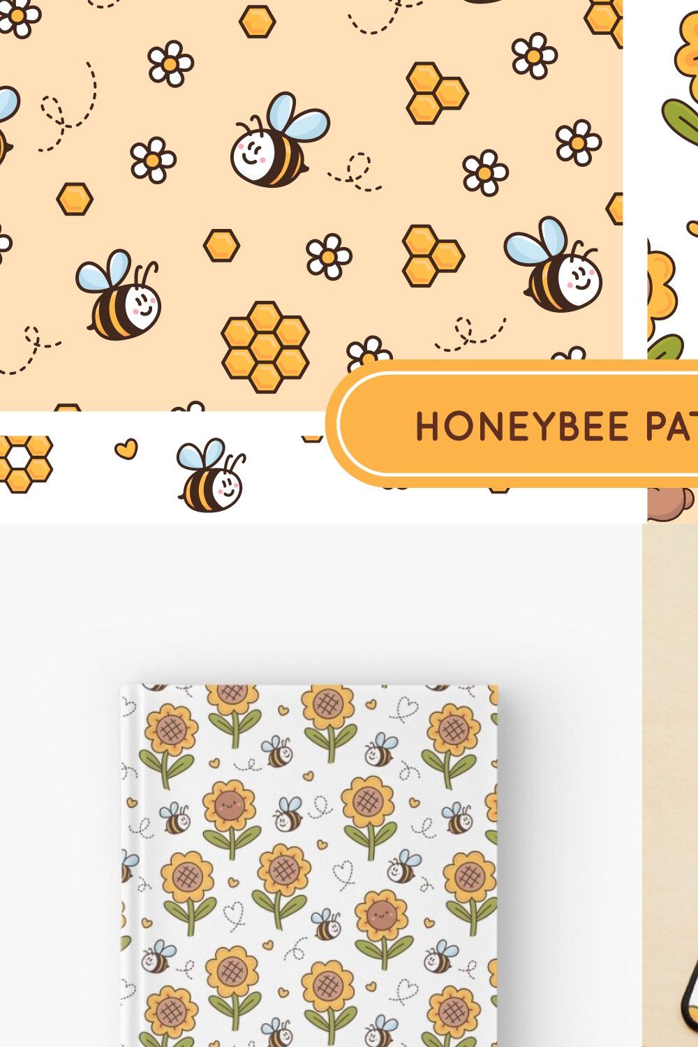 Honey bee patterns pinterest preview image.