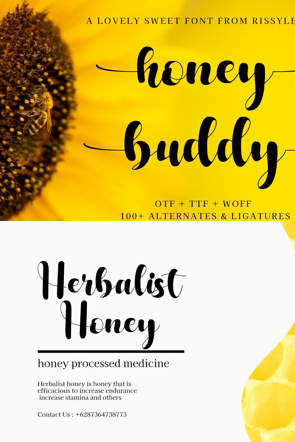 honey buddy | A Lovely Script Font pinterest preview image.