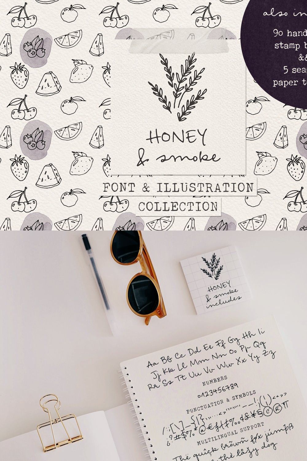 Honey & Smoke font collection pinterest preview image.