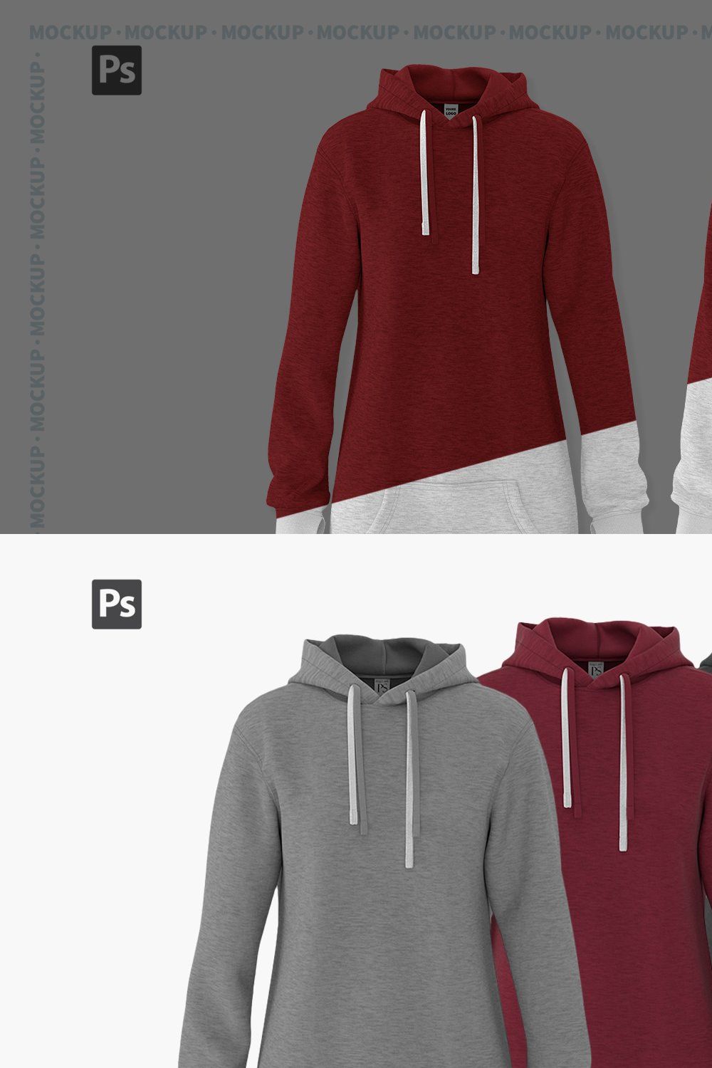 Hooded pullover dress mockup. pinterest preview image.