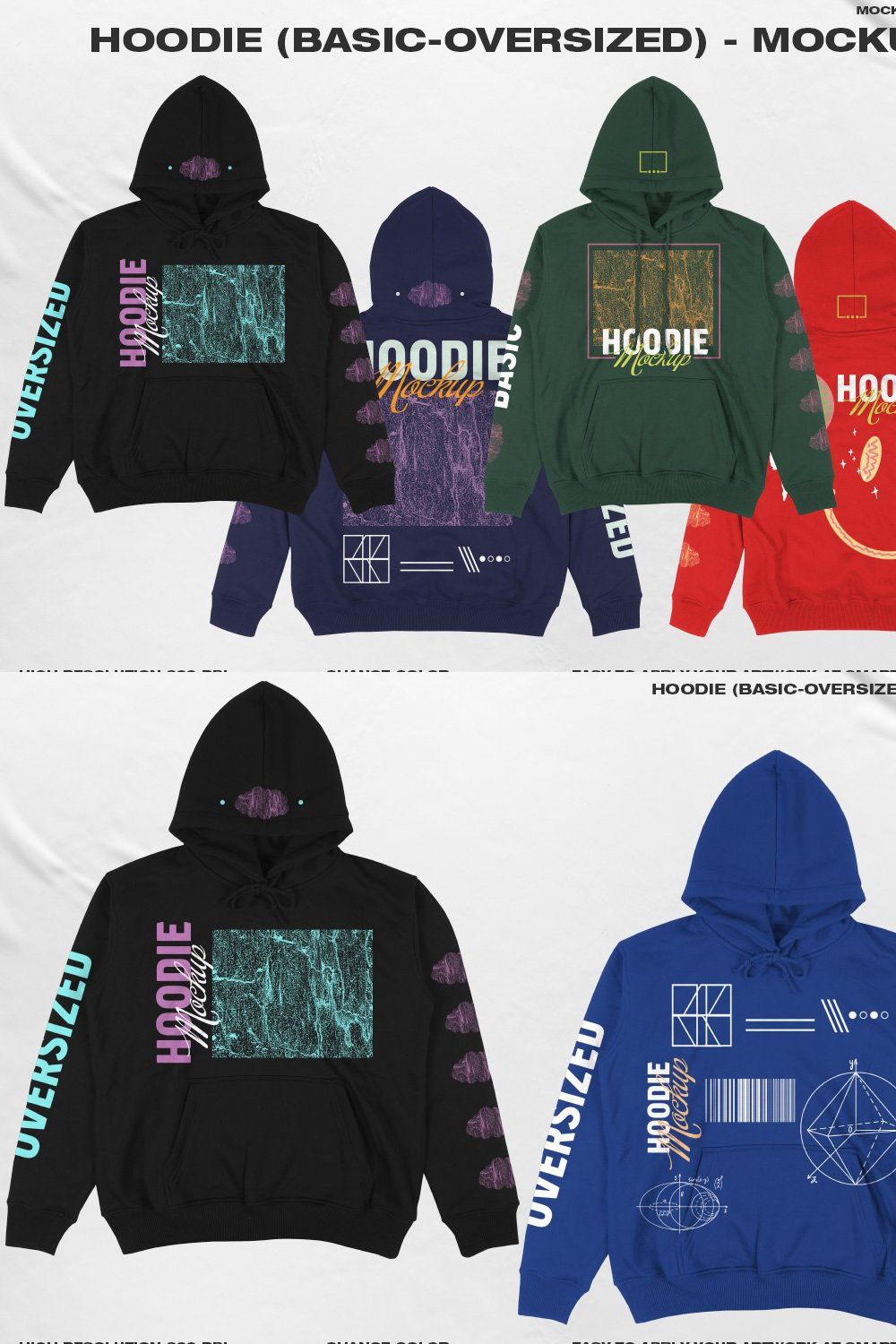 Hoodie (Basic-Oversized) - Mockup pinterest preview image.