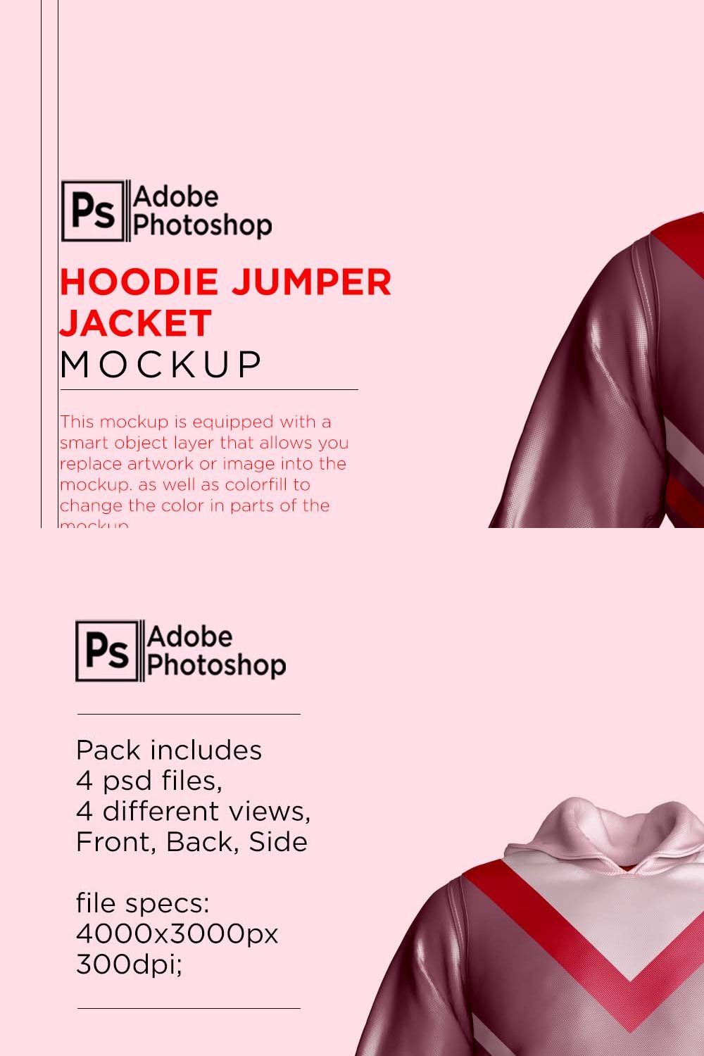 Hoodie Jumper Jacket Mockup pinterest preview image.