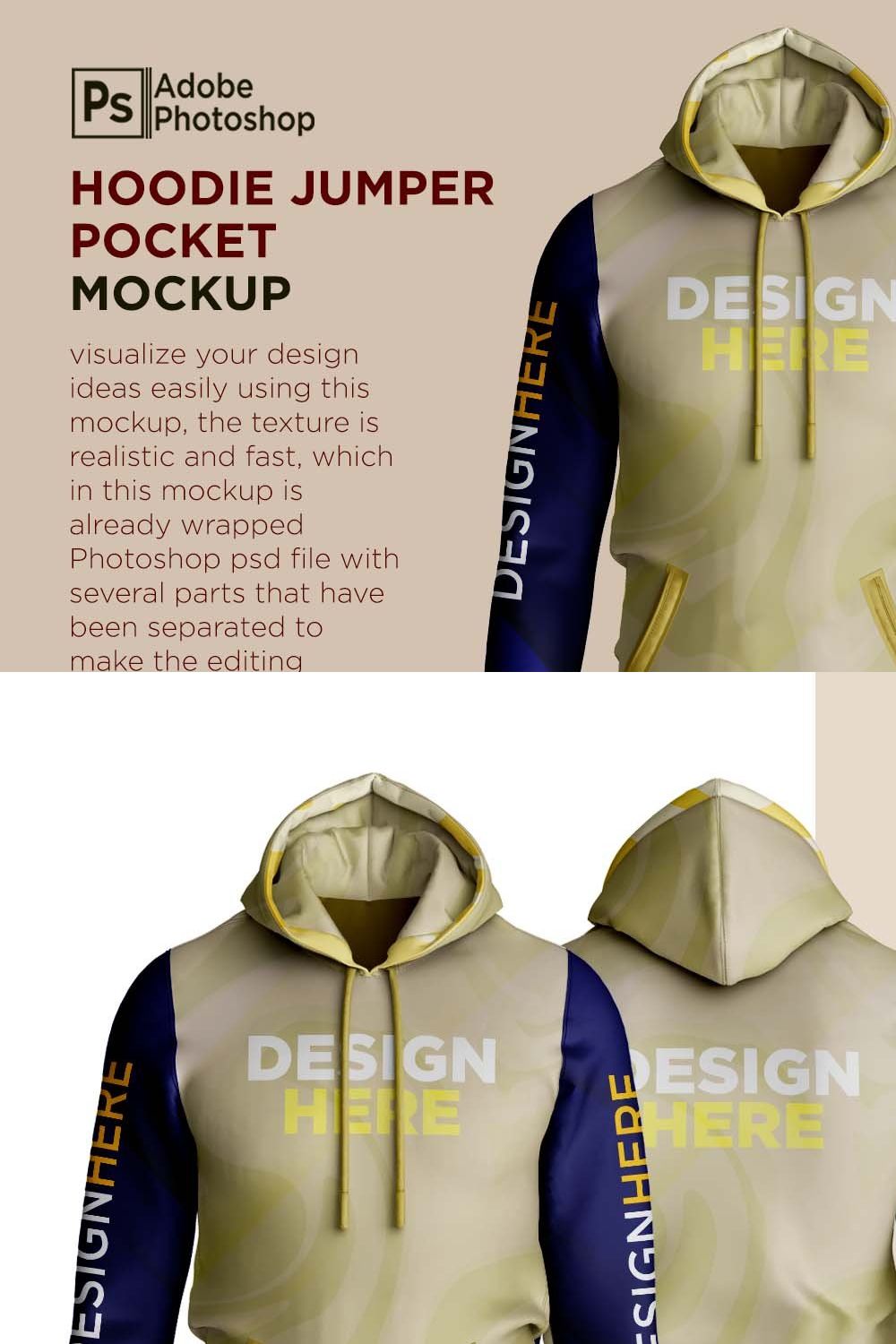 Hoodie Jumper Mockup pinterest preview image.