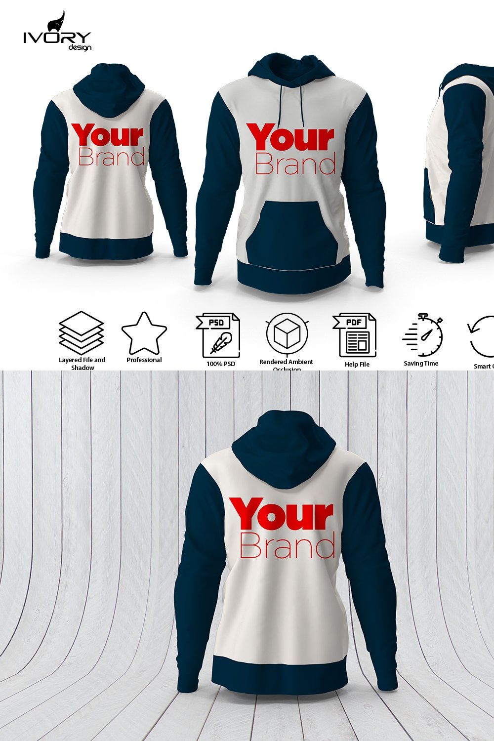 Hoodie Mockup pinterest preview image.