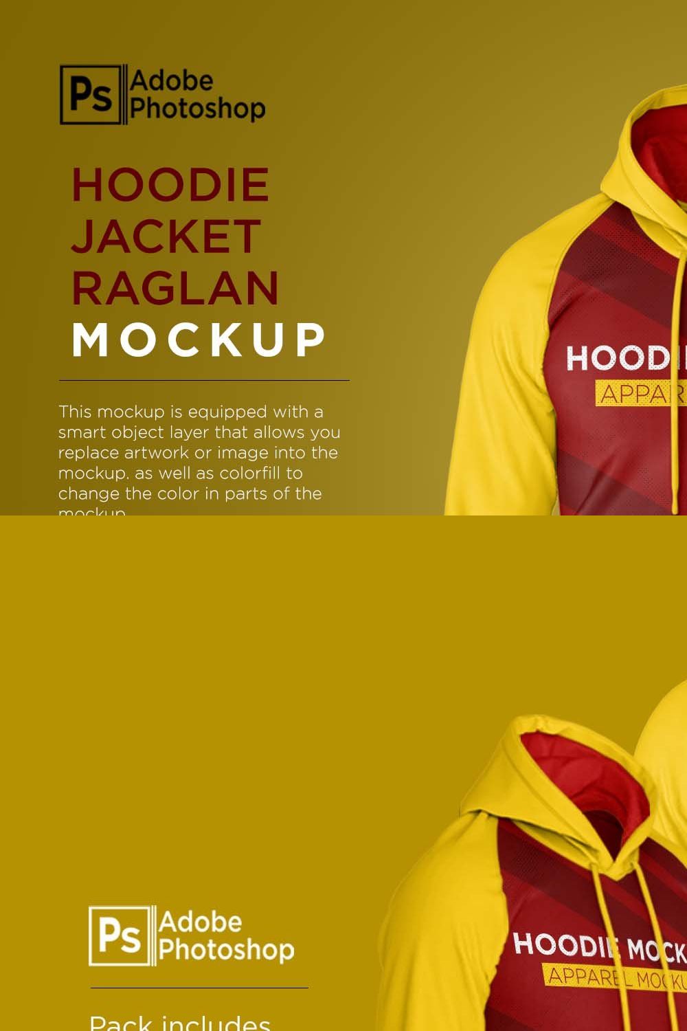 Hoodie Raglan Jacket Mockup pinterest preview image.