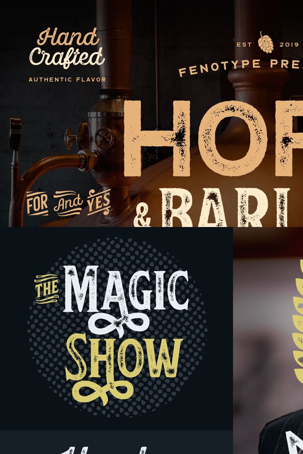 Hops And Barley font Collection pinterest preview image.