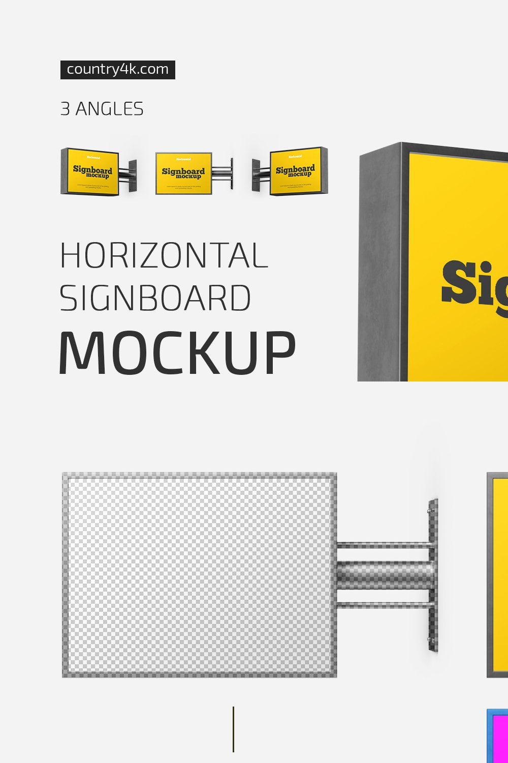 Horizontal Signboard Mockup Set pinterest preview image.