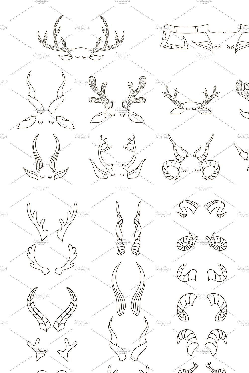 Horns collection. pinterest preview image.