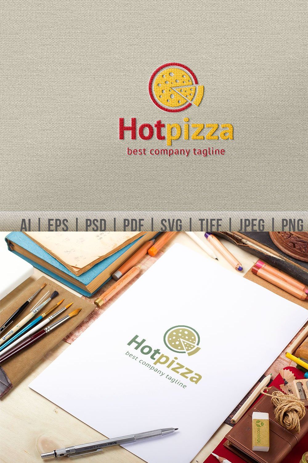 Hot Pizza Logo pinterest preview image.
