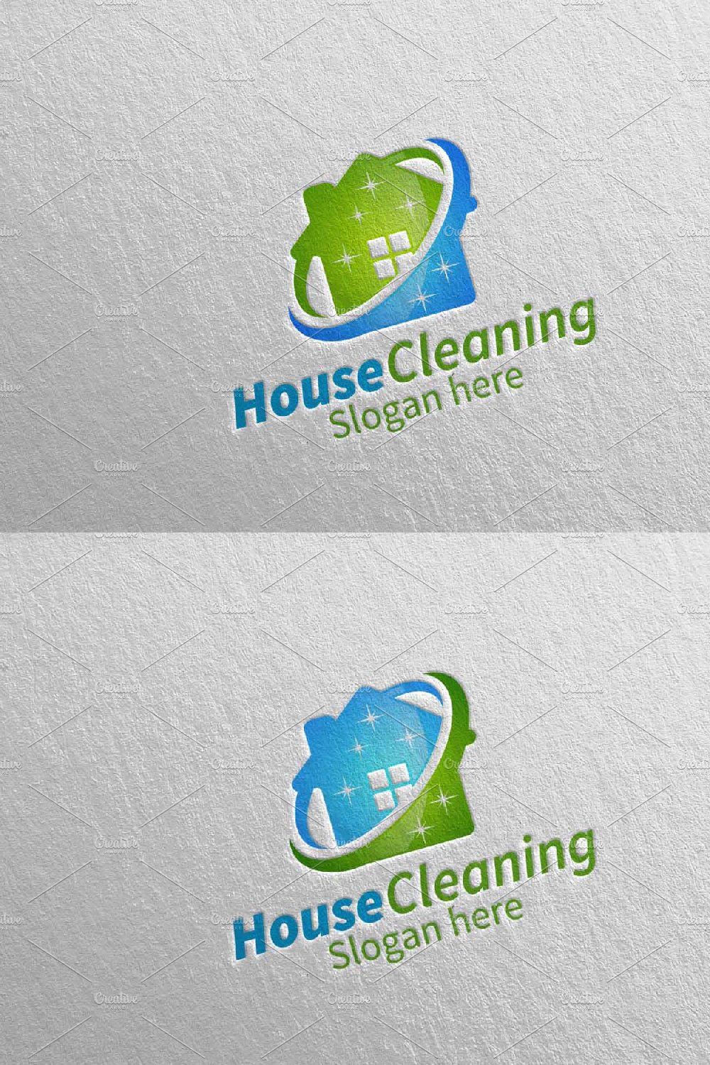 House Cleaning Vector Logo Design pinterest preview image.