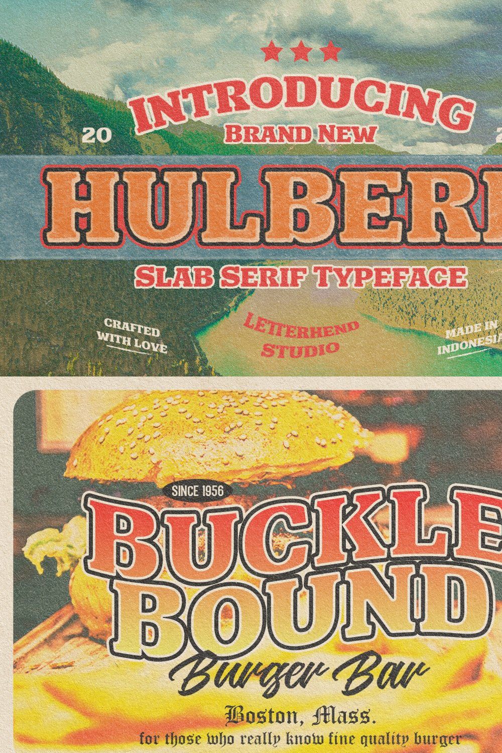 Hulberk - a Nostalgic Slab Serif pinterest preview image.