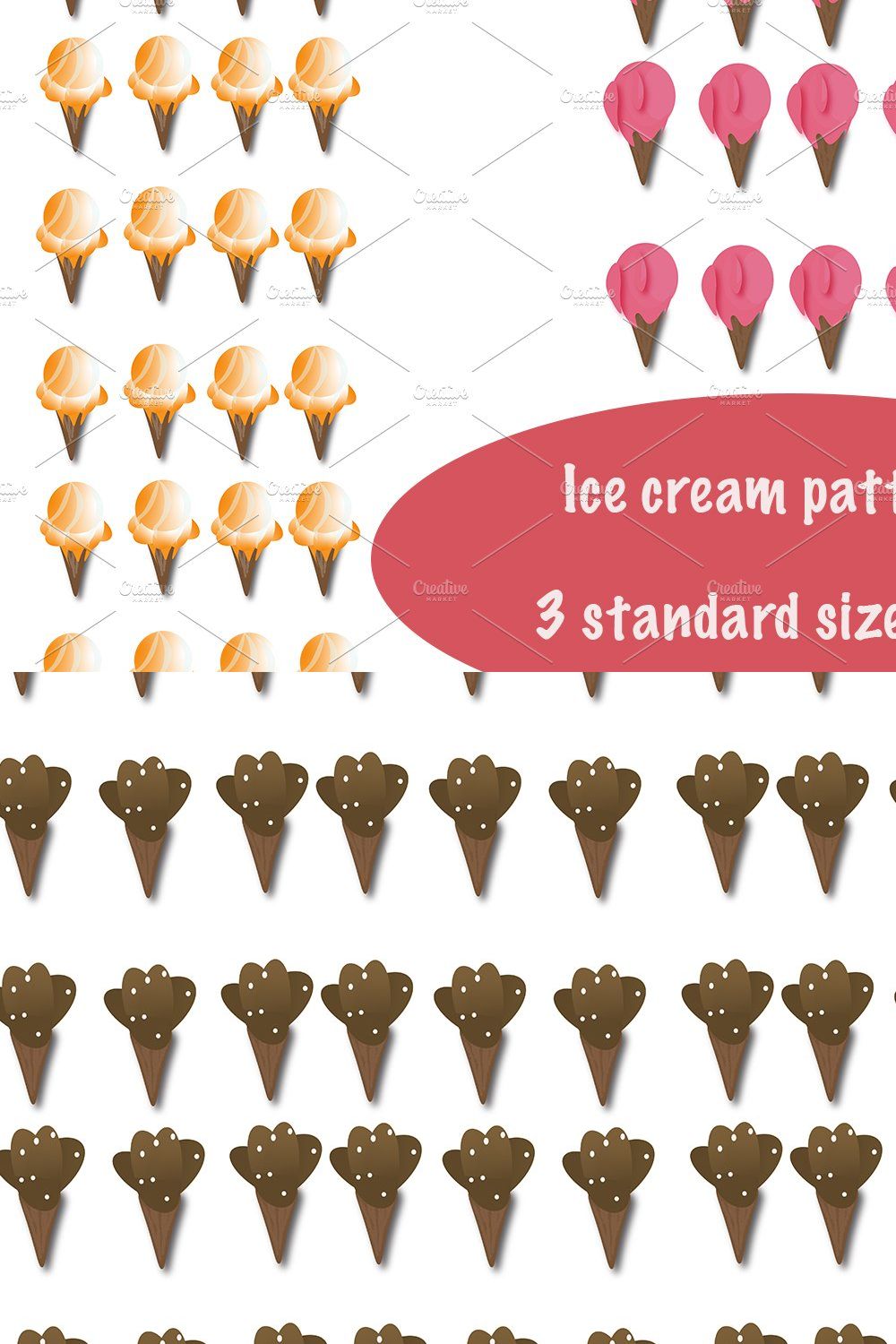 Ice cream pattern set. pinterest preview image.