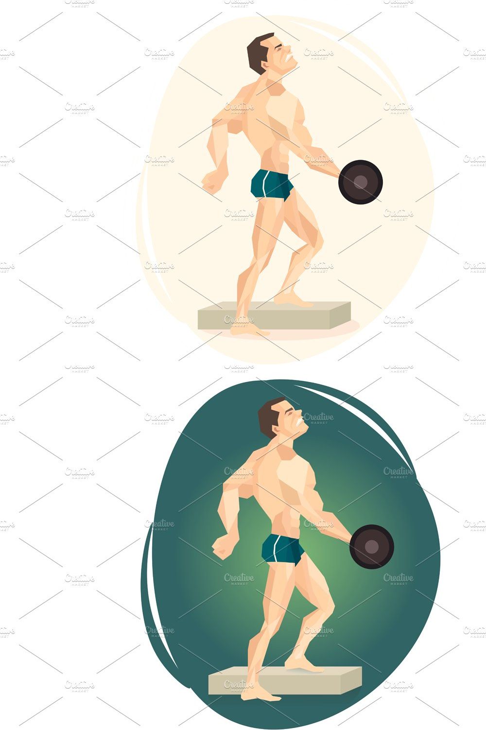 Illustration athlete weightlifter pinterest preview image.