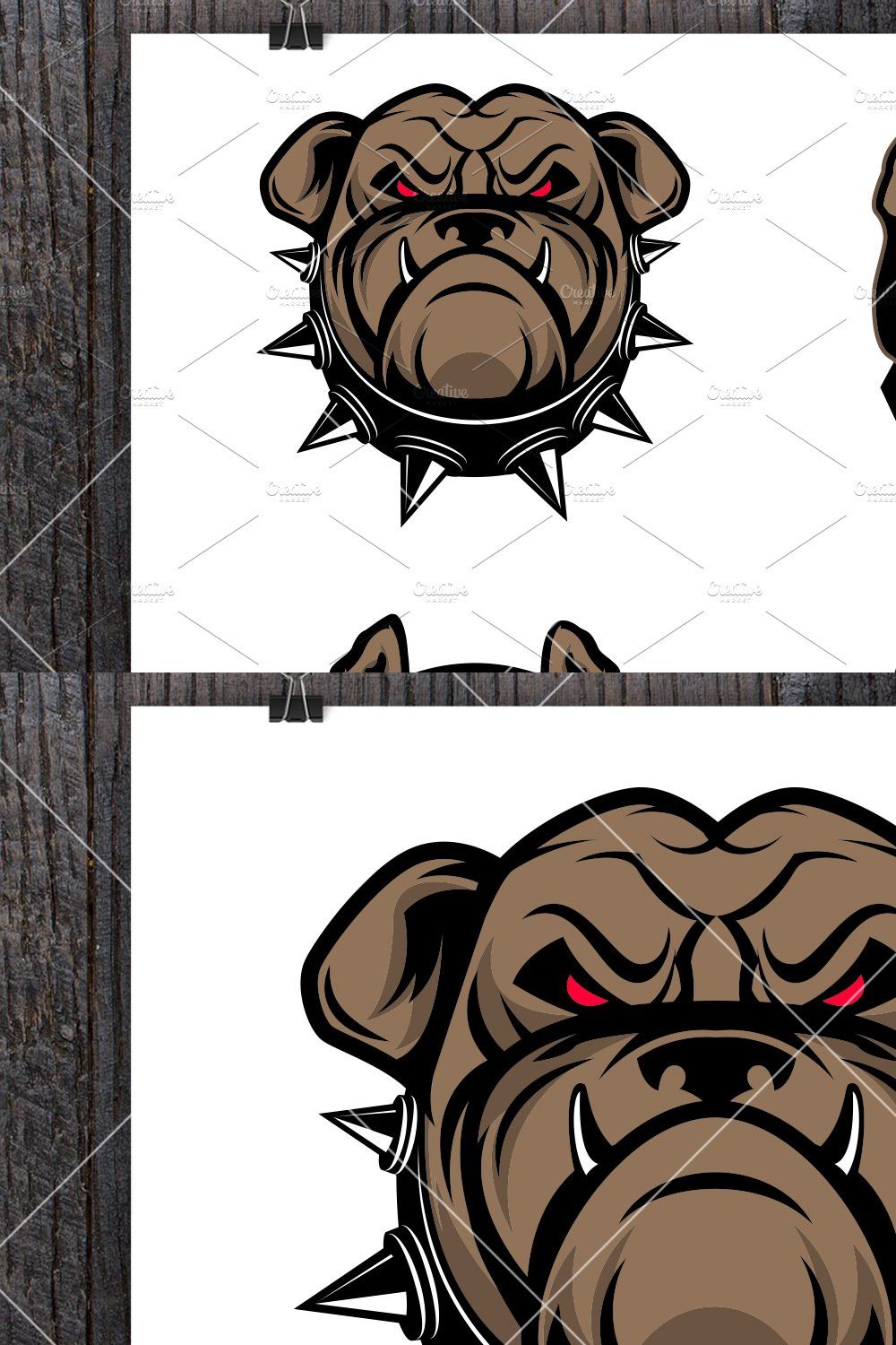 Illustration of Bulldog Head, Dog pinterest preview image.