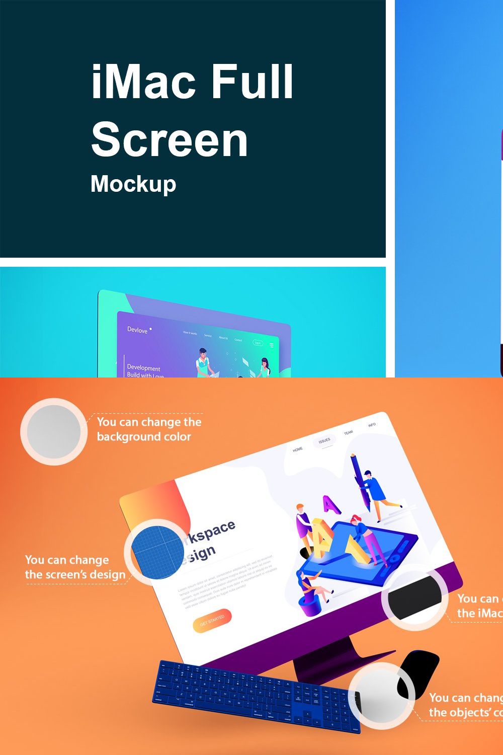 iMac Full Screen Mockup pinterest preview image.