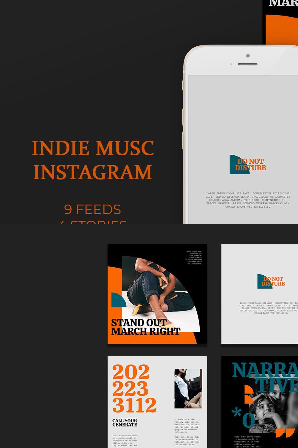 Indie Musc Instagram Templates pinterest preview image.