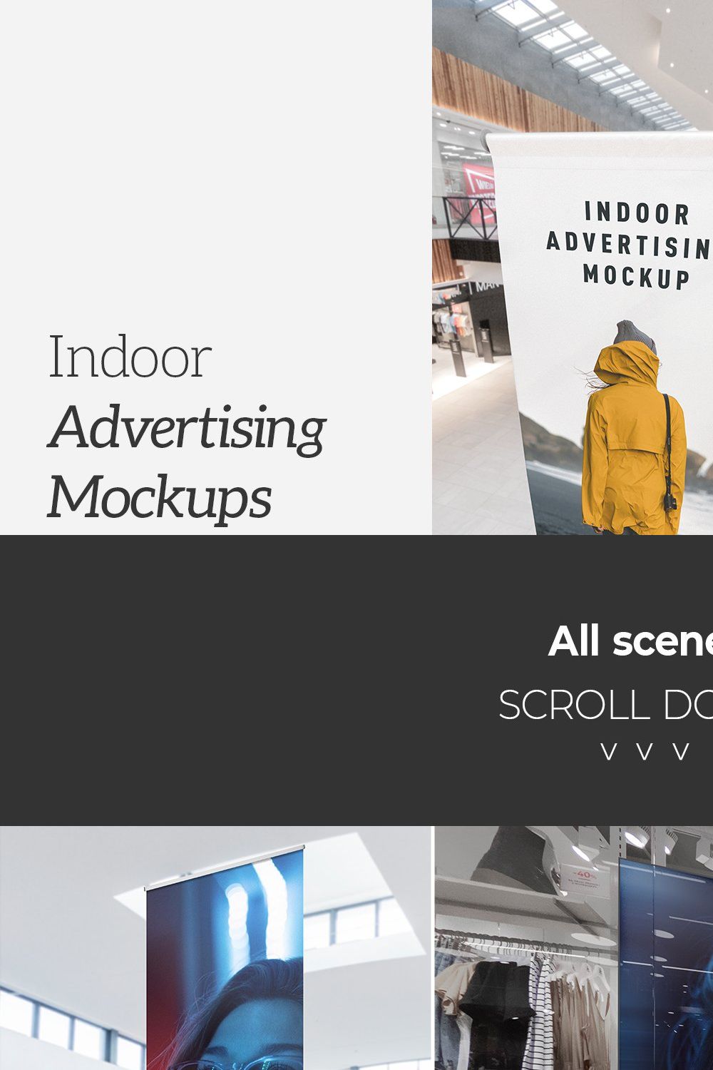 Indoor Advertising Mockups pinterest preview image.