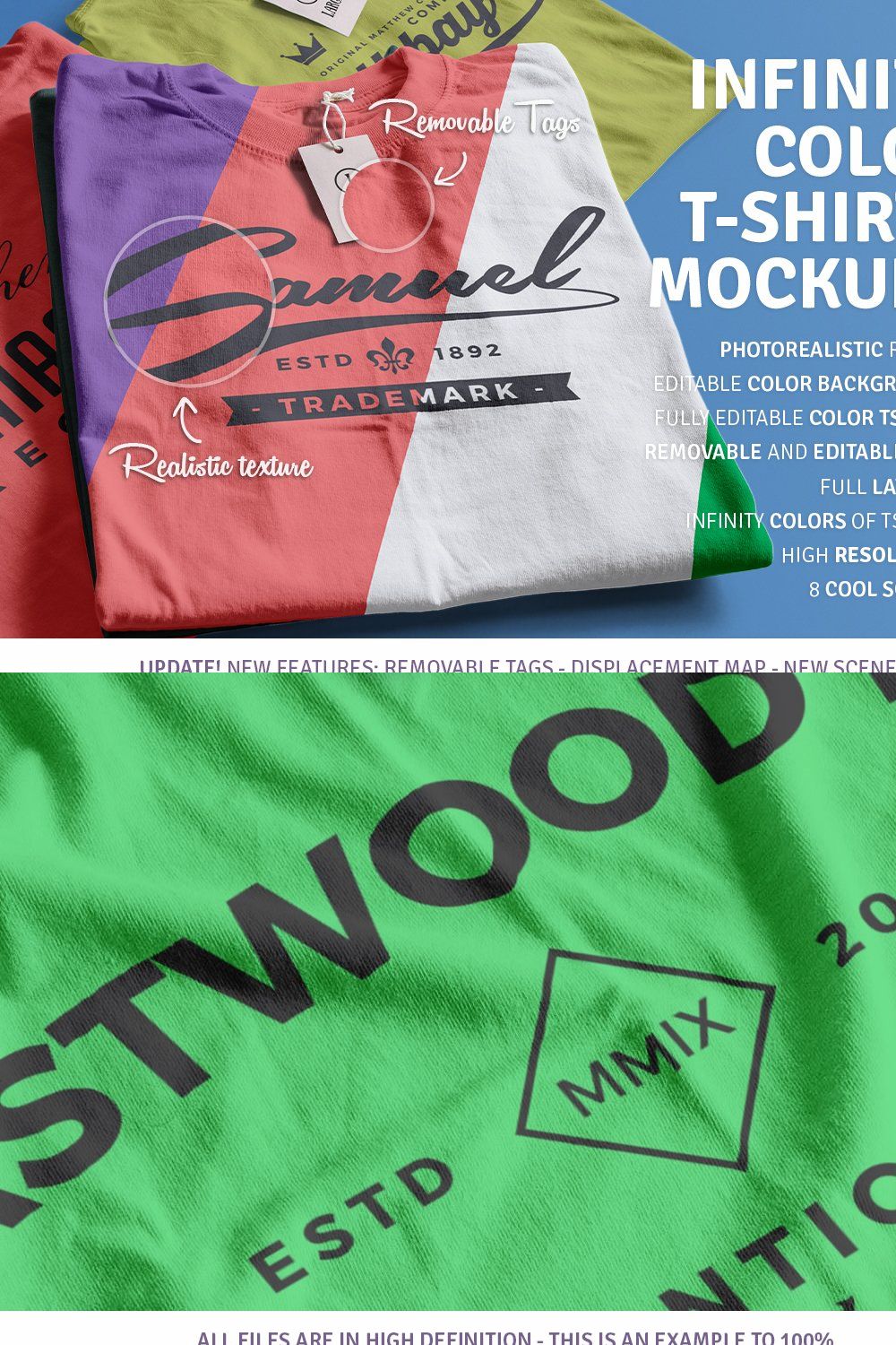 Infinity Color T-Shirt Mockups pinterest preview image.