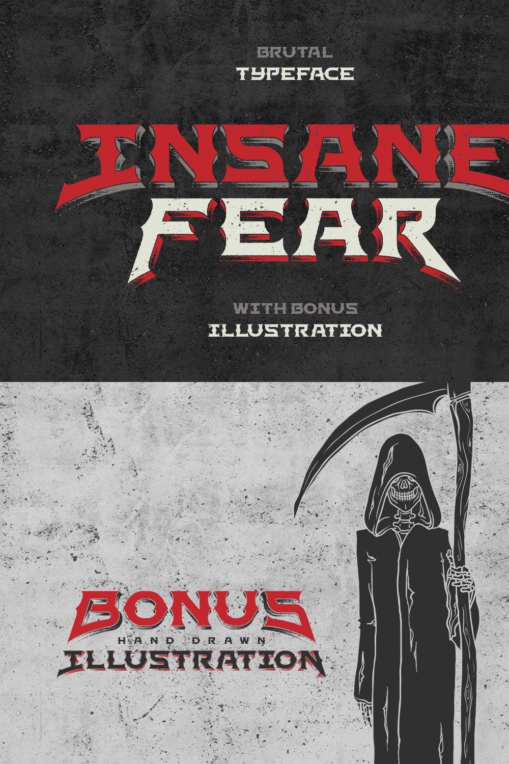 Insane Fear font pinterest preview image.