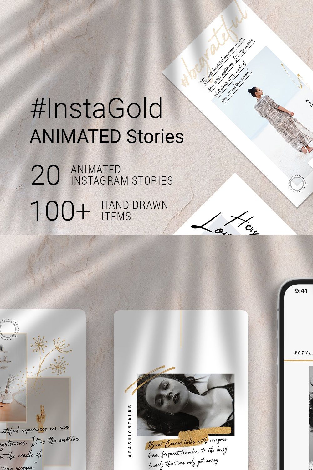 InstaGold Animated Instagram Stories pinterest preview image.