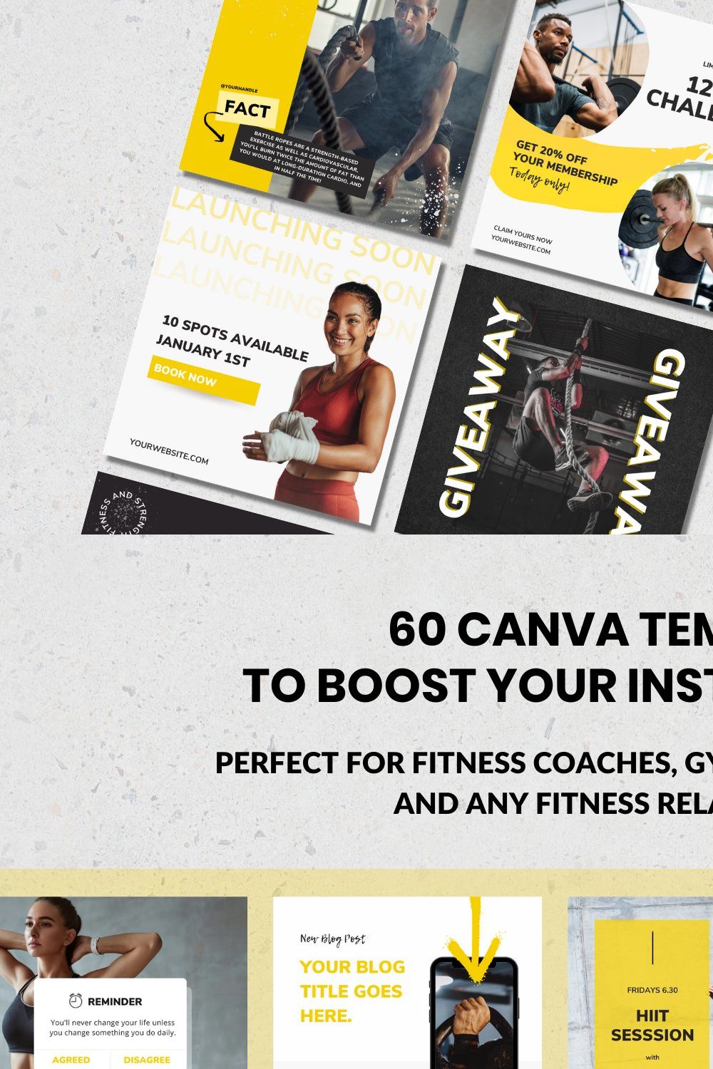 Instagram Canva Template Fitness pinterest preview image.