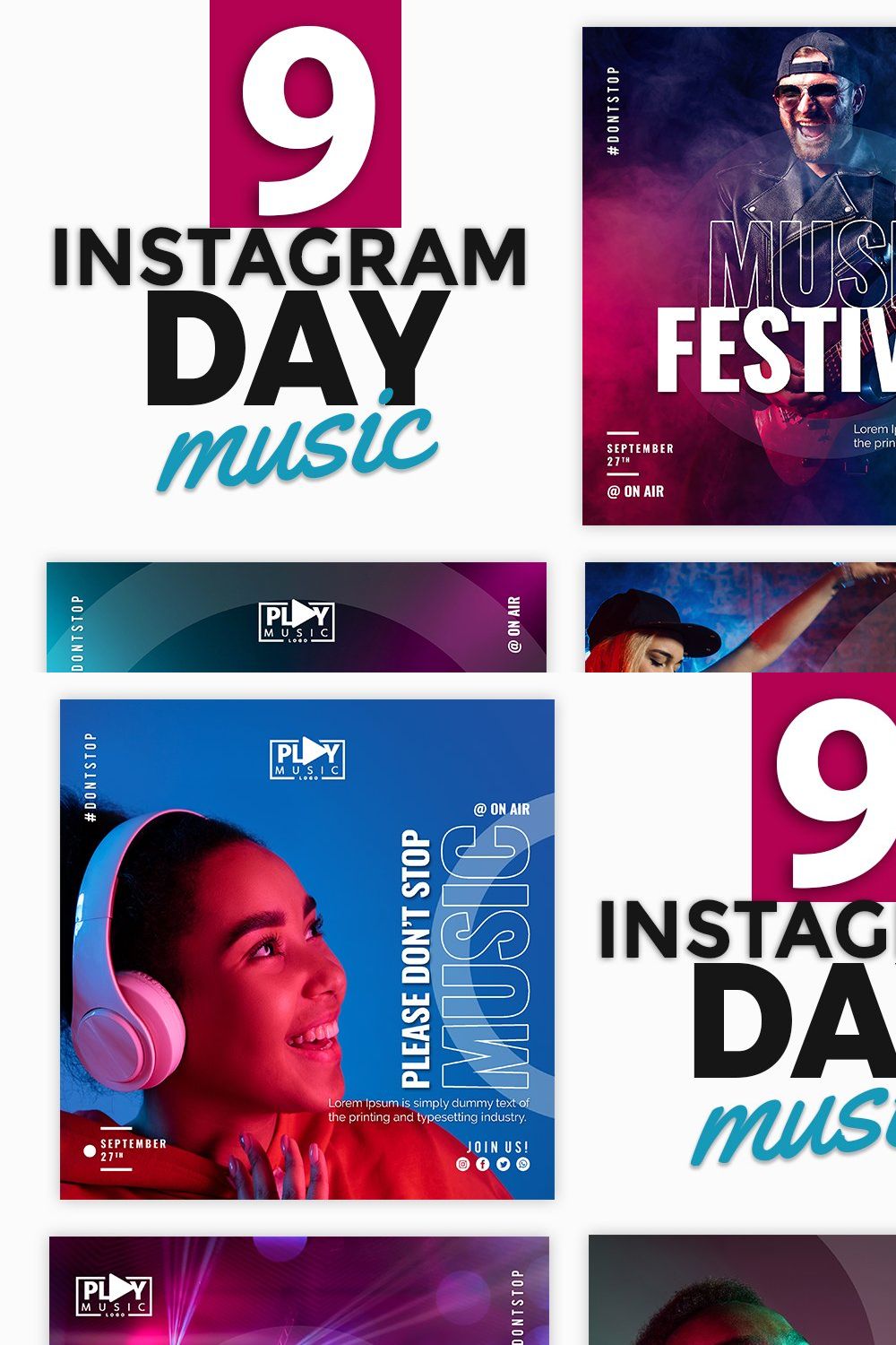 Instagram Post Template Music pinterest preview image.