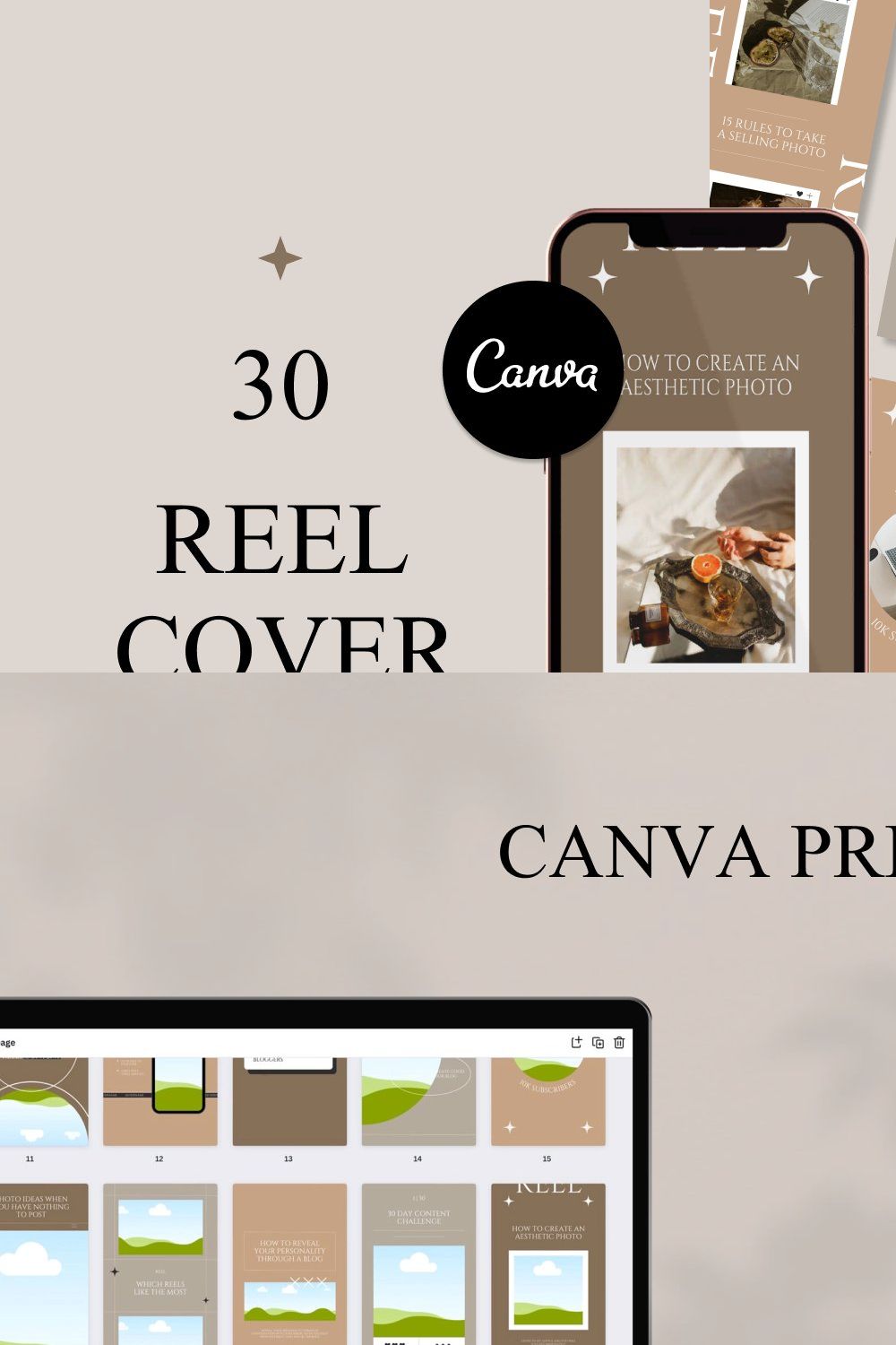 Instagram Reel Cover Templates Canva pinterest preview image.