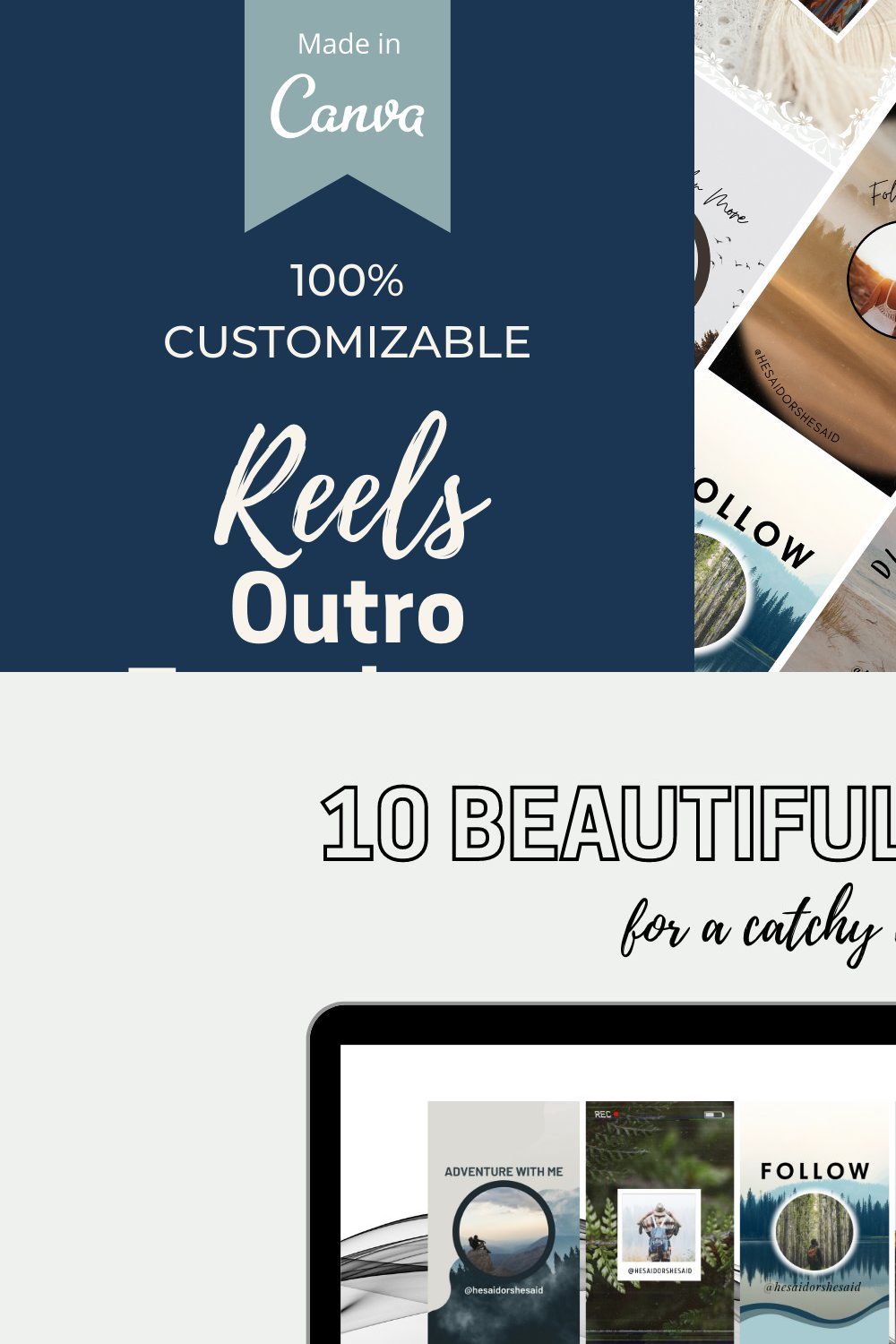 Instagram Reel Outro Templates Canva pinterest preview image.