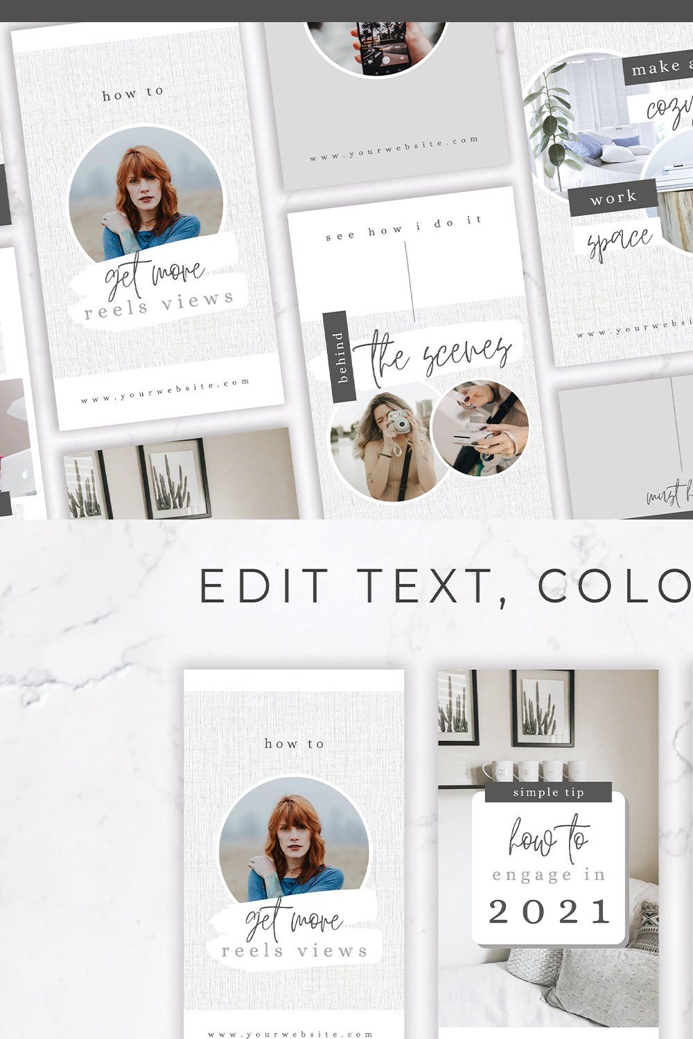 Instagram Reels Covers for Canva pinterest preview image.