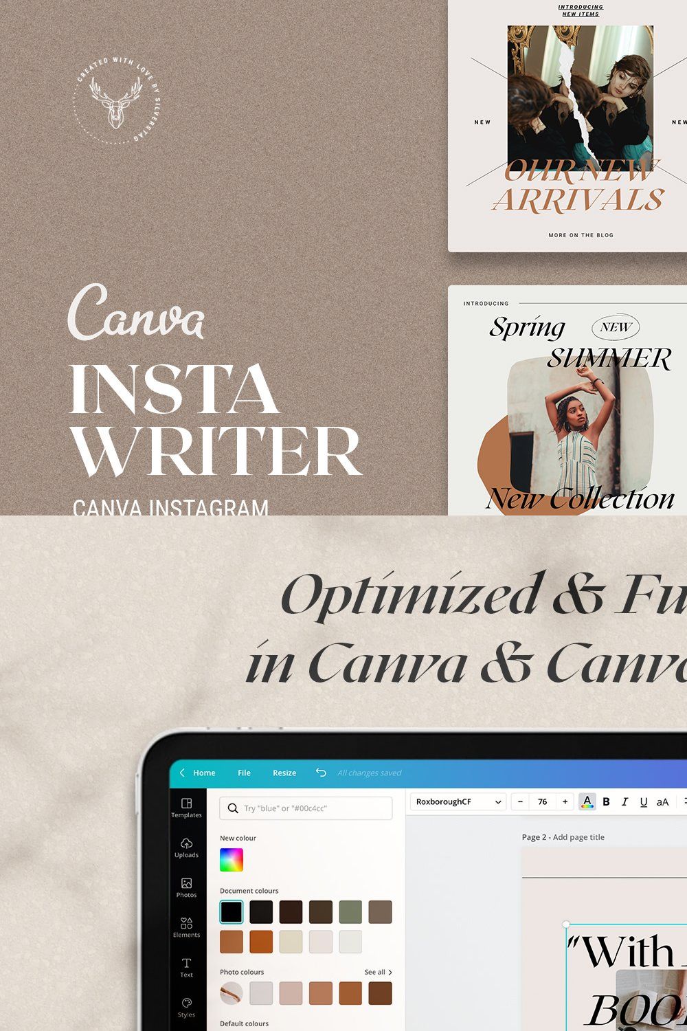 #InstaWriter - Canva Post Templates pinterest preview image.