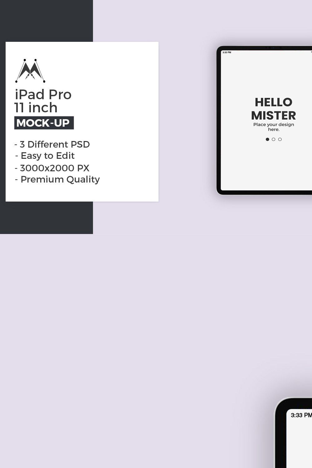 iPad Pro 11-inch Mock-Ups pinterest preview image.