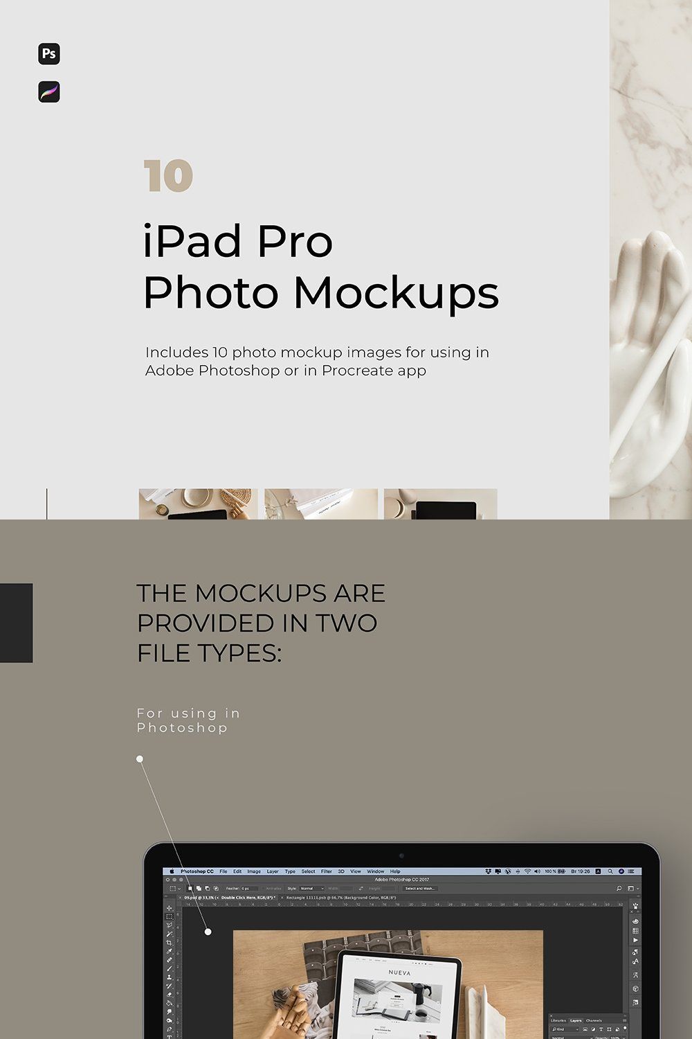 IPad Pro Photo Mockups pinterest preview image.