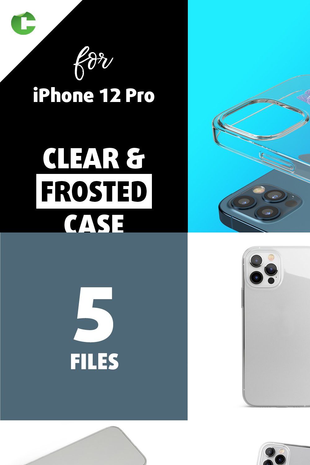 iPhone 12 pro Clear & Frosted case pinterest preview image.