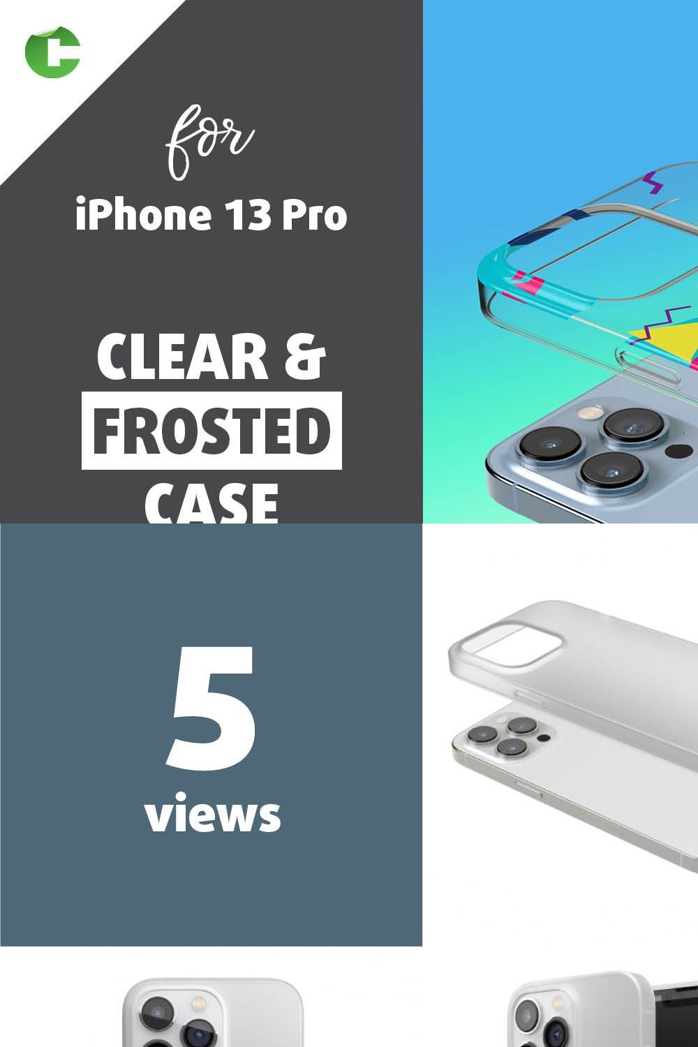 iPhone 13 pro clear/frosted case pinterest preview image.
