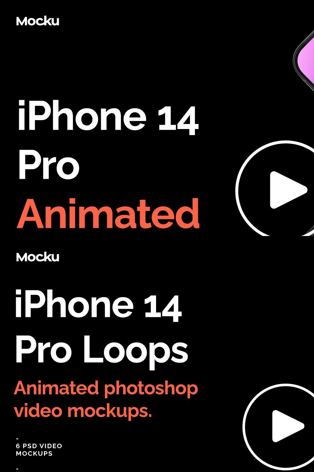 iPhone 14 PRO Animated Video Mockups pinterest preview image.