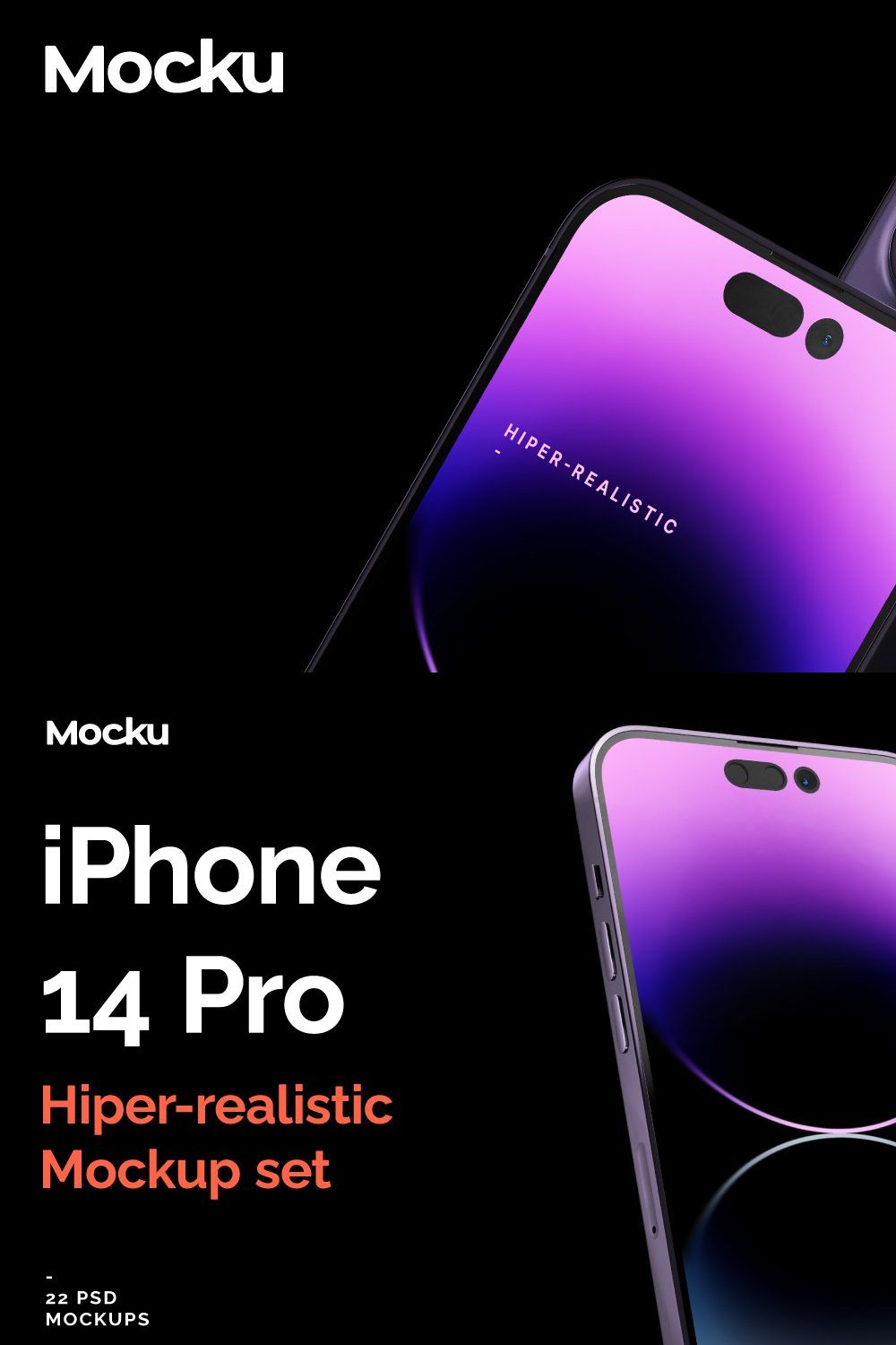 iPhone 14 PRO Mockup pinterest preview image.