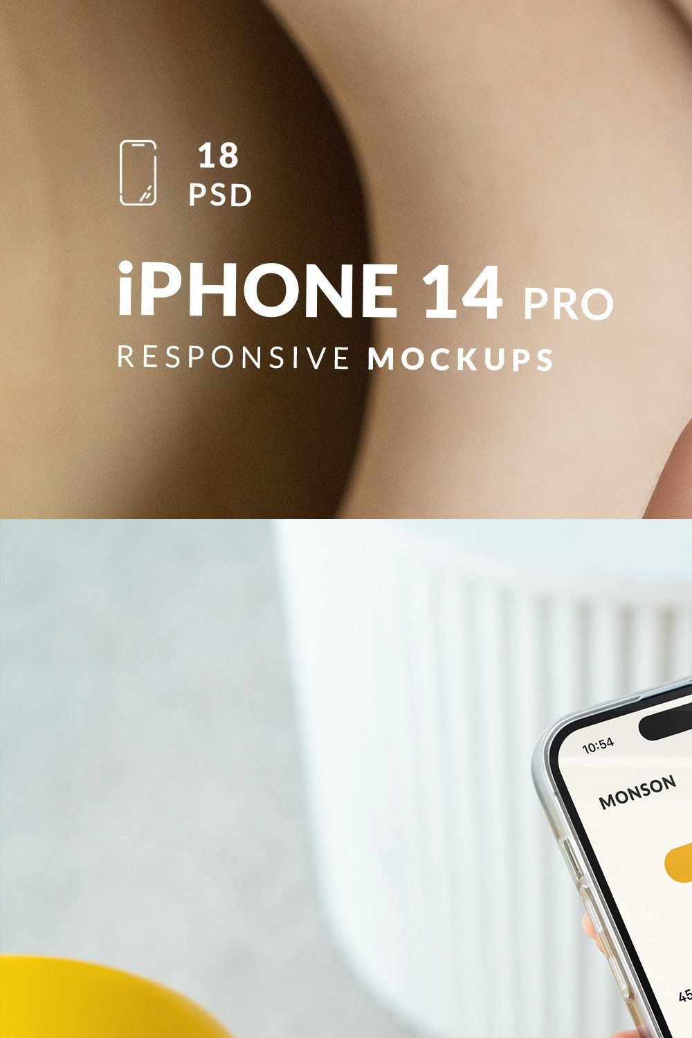 iPhone 14 Pro Screen MockUps pinterest preview image.