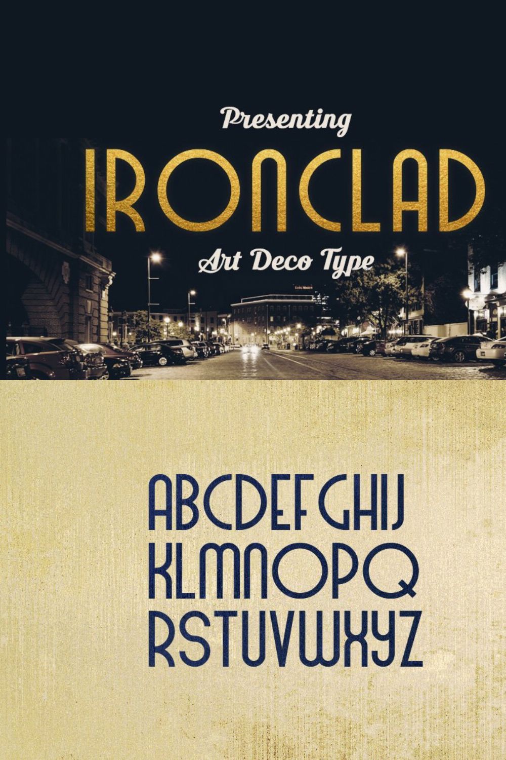 Ironclad Typeface pinterest preview image.