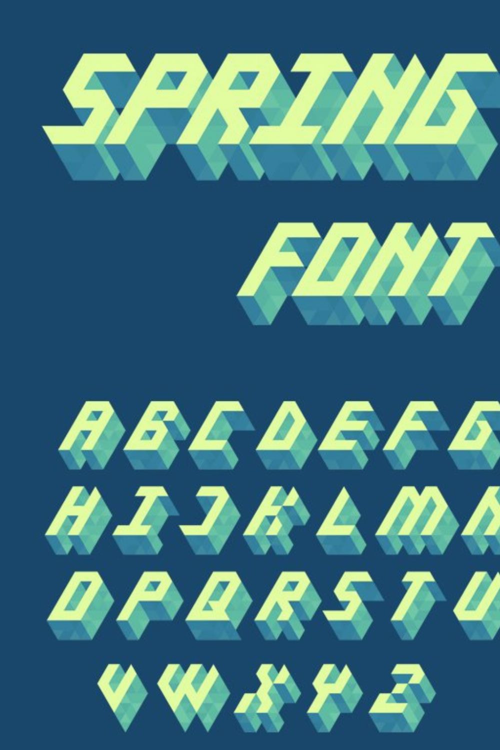 Isometric alphabet: Spring pinterest preview image.
