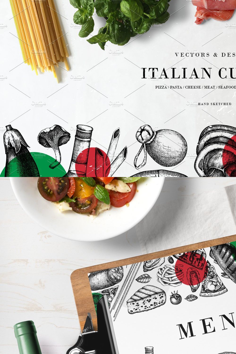 Italian Food Sketches & Designs pinterest preview image.
