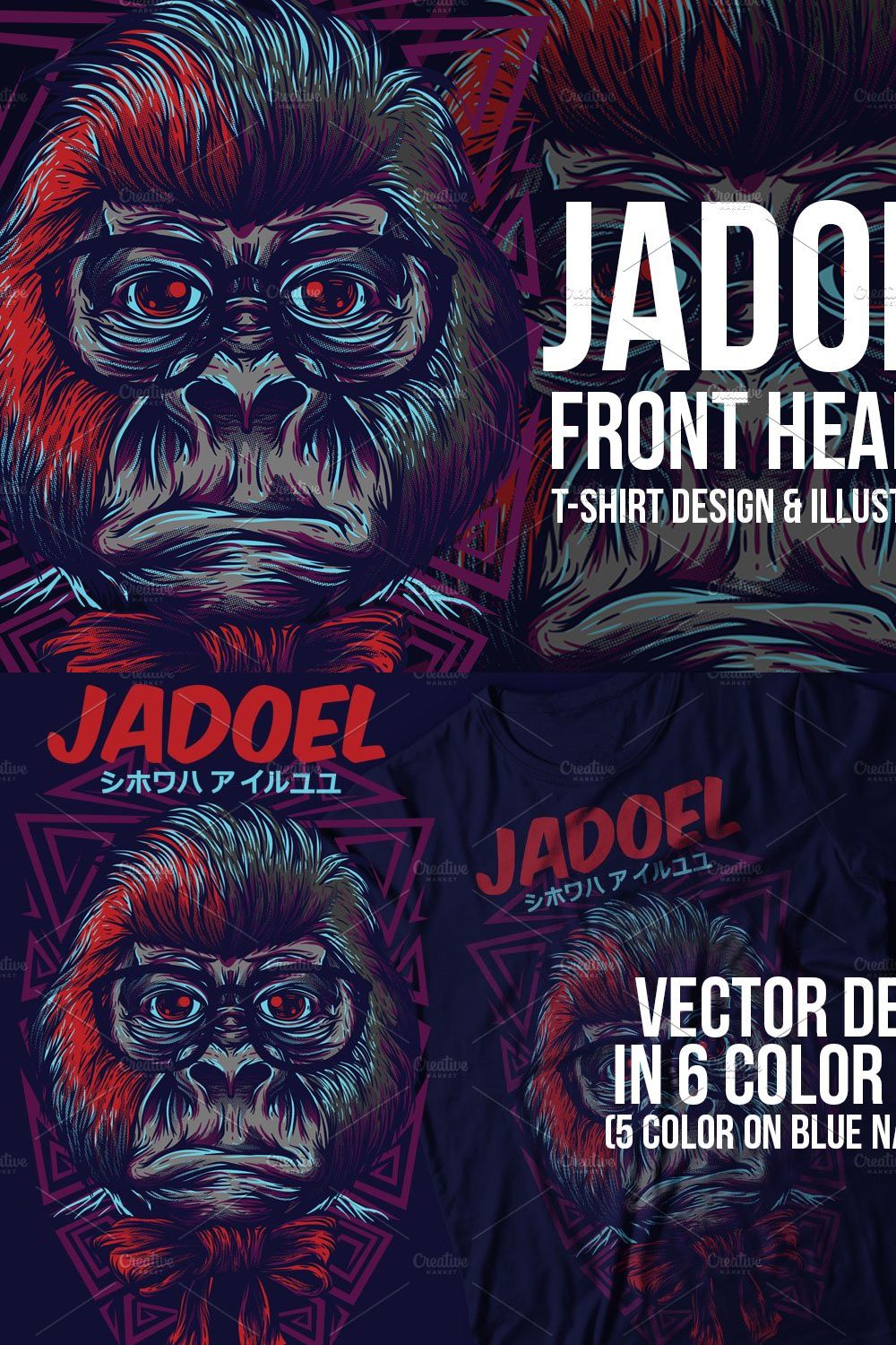 Jadoel Front Head Illustration pinterest preview image.